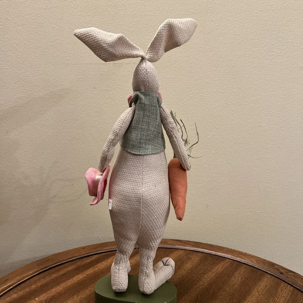 Rabbit Bunny Figurine Plush Standing Spring Easter Decor Vest Bow Tie